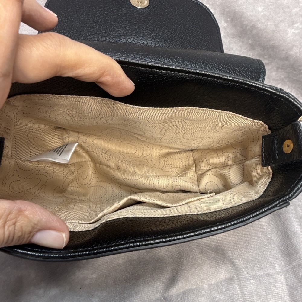 True Religion Stylish Mini Flap Horseshoe Logo Crossbody Bag Black - Picture 9 of 16